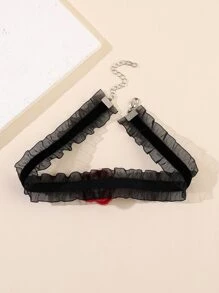 vòng cổ trang trí hoa - màu đen - Xem 4