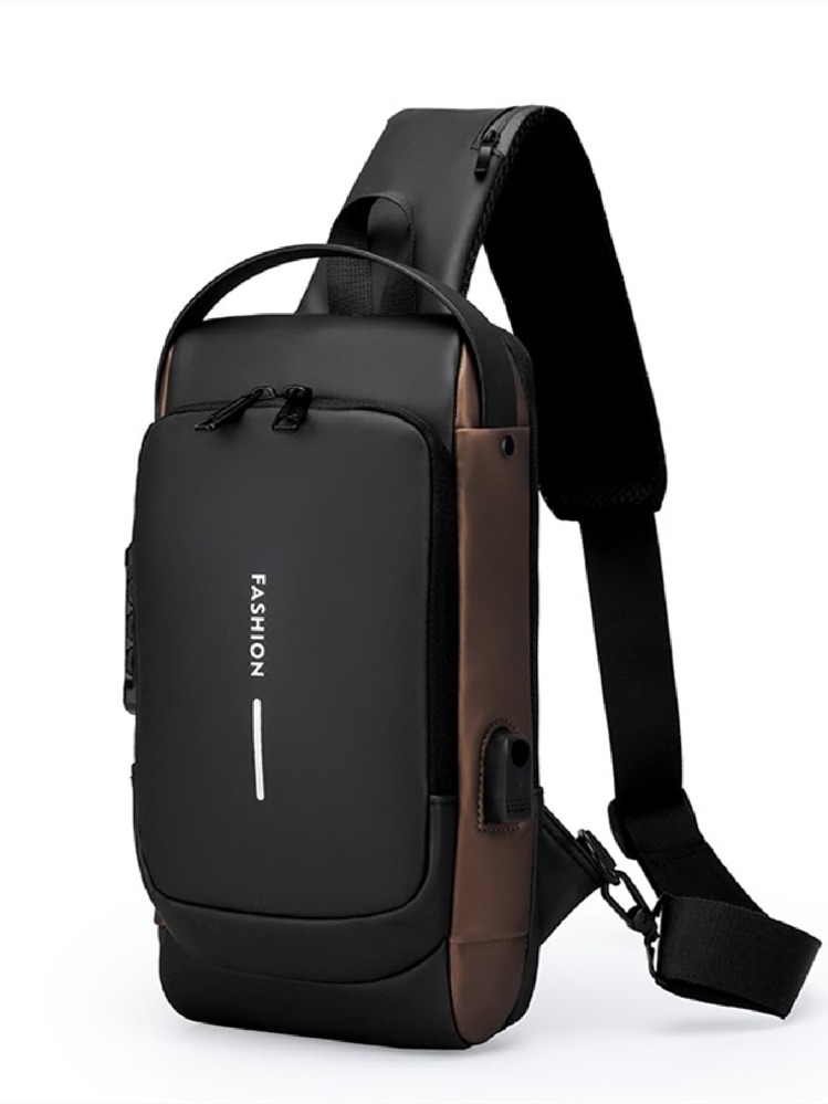 男士多功能运动防盗可调节单肩斜挎包胸包腰包斜挎包旅行工作度假必备品轻便防盗可调节肩带男士外出礼物尼龙简约户外爸爸礼物父亲礼物男士礼物情人节礼物大学包父亲节礼物夏季 - 黑色 - 查看 1