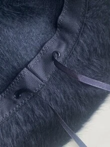 1pc Solid Color Bucket Hat For Women, Windproof And Ear Protection In Daily Life Winter Fall - Black - View 2