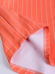 Manfinity Men Striped & Letter Graphic Contrast Tape Shirt - Orange - View 5