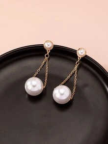 Faux Pearl Drop Earrings - Multicolor - View 2