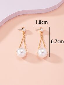 Faux Pearl Drop Earrings - Multicolor - View 4