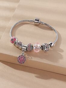 Vòng tay trang trí hoa & rhinestone - Bạc - Xem 3