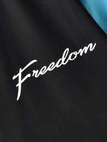 SHEIN Boys Letter Graphic Colourblock Tee & Shorts - Black - View 4