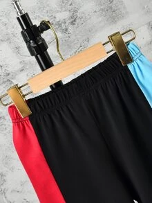 SHEIN Boys Letter Graphic Colourblock Tee & Shorts - Black - View 6