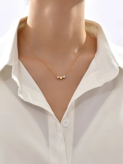 1 chiếc vòng cổ bằng thép không gỉ hình trái tim dễ thương, quà tặng lãng mạn tự làm, trang trí.