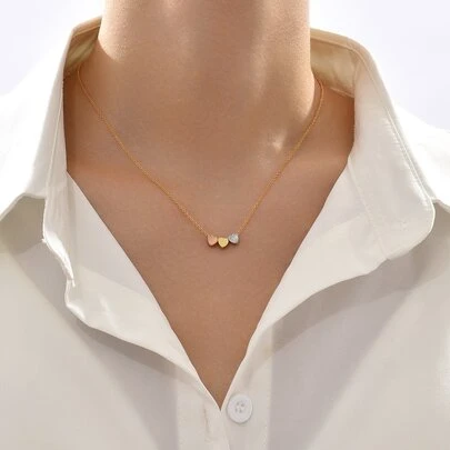 1件可爱心形DIY浪漫礼物装饰不锈钢项链