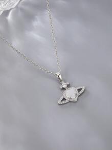 1 Vòng cổ lãng mạn hình trái tim & thiết kế cánh cổ điển thời trang dành cho nữ - Bạc - Xem 4