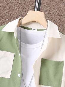 SHEIN Boys Colourblock Dual Pocket Shirt Without Tee - Multicolor - View 5