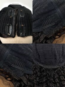 Kinky Curly 10-14 Inch Natural Black Color V Part Wig Machine Made Natural Black Color Short Short Human Hair Natural Looking High Density Neat - Black - View 7