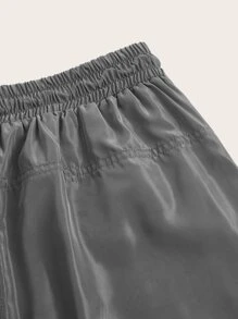 SHEIN ICON Flap Pocket Drawstring Waist Cargo Skirt - Dark Grey - View 4