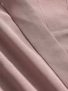 DAZY Solid Tie Neck Puff Sleeve Blouse - Dusty Pink - View 8