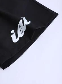 Manfinity EMRG Men Letter Graphic Drawstring Waist Shorts - Black - View 3