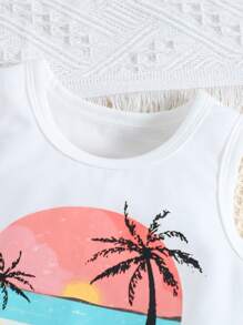 Baby Boy Coconut Tree Print Tank Top & Shorts - Multicolor - View 3