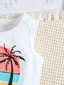 Baby Boy Coconut Tree Print Tank Top & Shorts - Multicolor - View 4