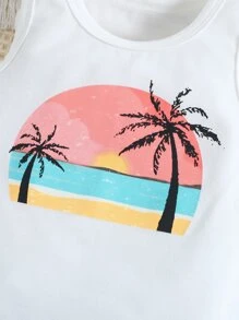 Baby Boy Coconut Tree Print Tank Top & Shorts - Multicolor - View 6