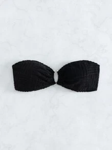 环链式抹胸比基尼上衣 夏季 - 黑色 - 查看 5