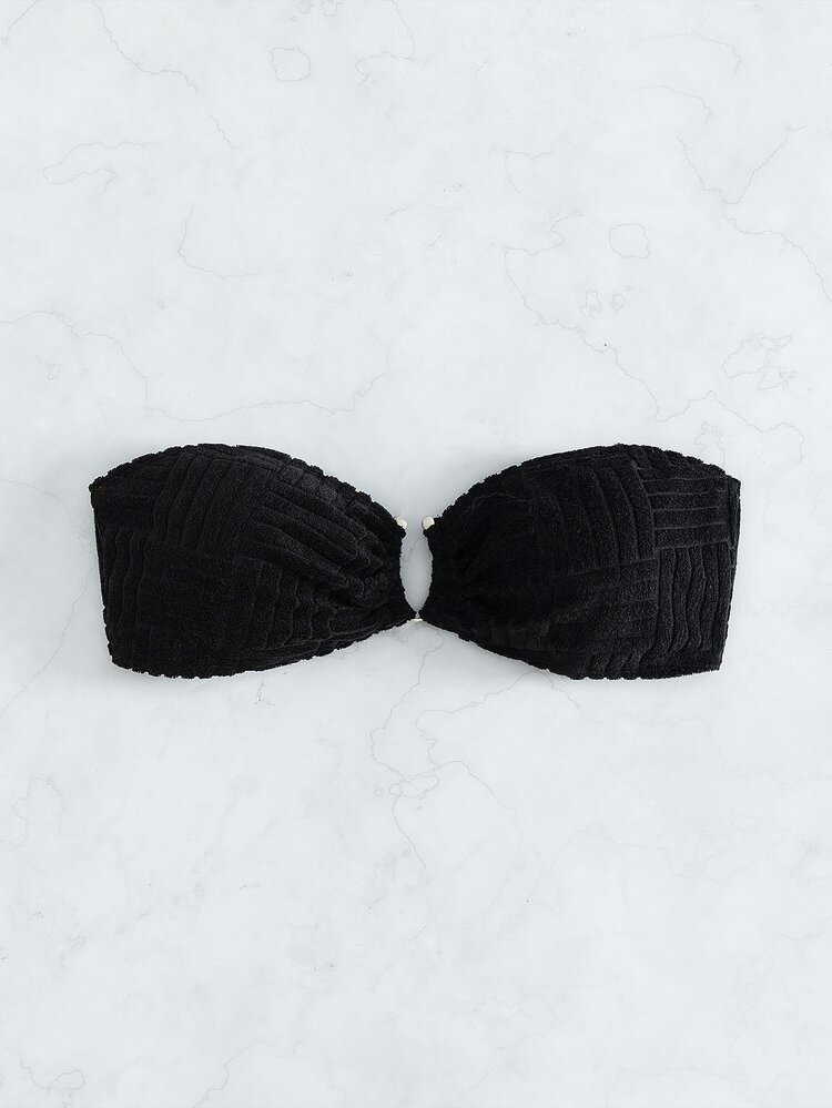 Ring Linked Bandeau Bikini Top Summer - Black - View 5