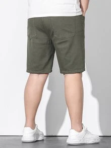 Manfinity Men Plus Slant Pocket Denim Shorts - Army Green - View 2