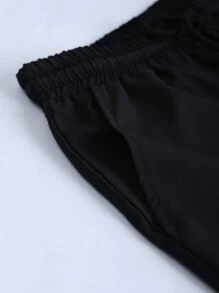 Manfinity Homme Men Slogan Graphic Shirt & Drawstring Waist Shorts Without Tee - Black - View 6