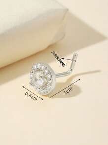 1 pieza arete de nariz con circonita cúbica plateada y borde redondo, perfecto para uso diario de mujer