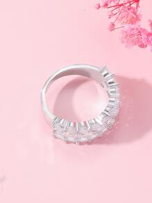 Cubic Zirconia Decor Ring - White - View 3