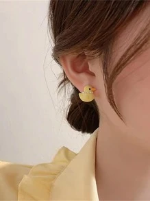 Faux Pearl Decor Duck Design Stud Earrings - Multicolor - View 2