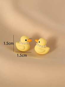 Faux Pearl Decor Duck Design Stud Earrings - Multicolor - View 4