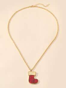 聖誕亮片裝飾長筒襪吊墜項鏈