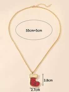 聖誕亮片裝飾長筒襪吊墜項鏈