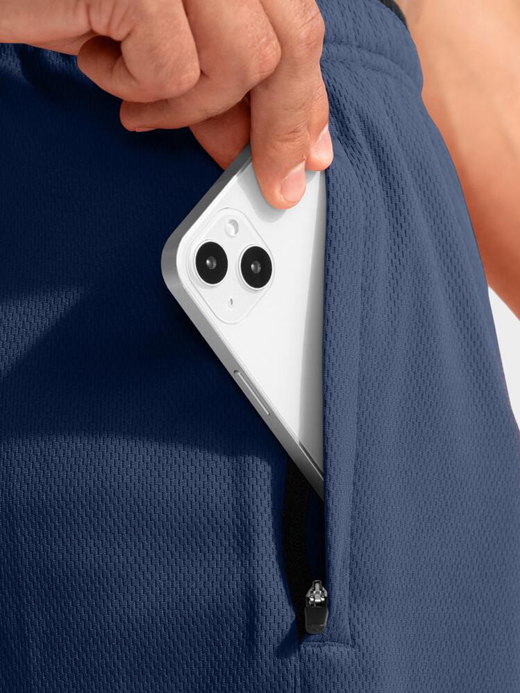 G Gradual G הדרגתי בסגנון חבר גברים מכנסי כדורסל קצרים הדפסה גרפית שרוך מותניים מכנסי ספורט שורטס מכנסיים קצרים קיץ - כחול נייבי - ראה 6