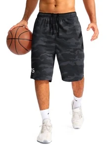 G Gradual Men Camo Print Drawstring Waist Sports Shorts - Multicolor - View 3