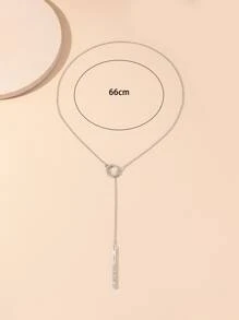 圓圈裝飾Y字項鍊 - 銀色 - 查看 3