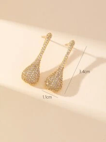 Rhinestone Water-drop Design Stud Earrings - Yellow Gold - View 3