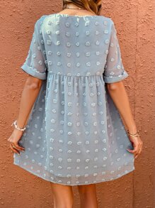 SHEIN LUNE Vestido smock de lunares - Celeste - Ver 2