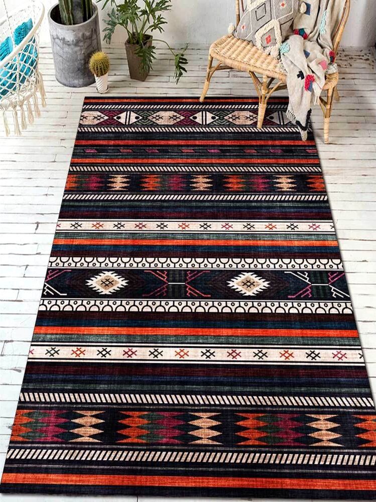 Alfombra con patrón geométrico - Multicolor - Añade 1