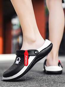 Hombres Zuecos con astronauta de dibujos animados - Negro - Ver 1