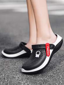 Hombres Zuecos con astronauta de dibujos animados - Negro - Ver 2