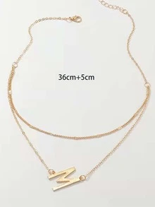 Letter Charm Layered Necklace - Yellow Gold - View 3