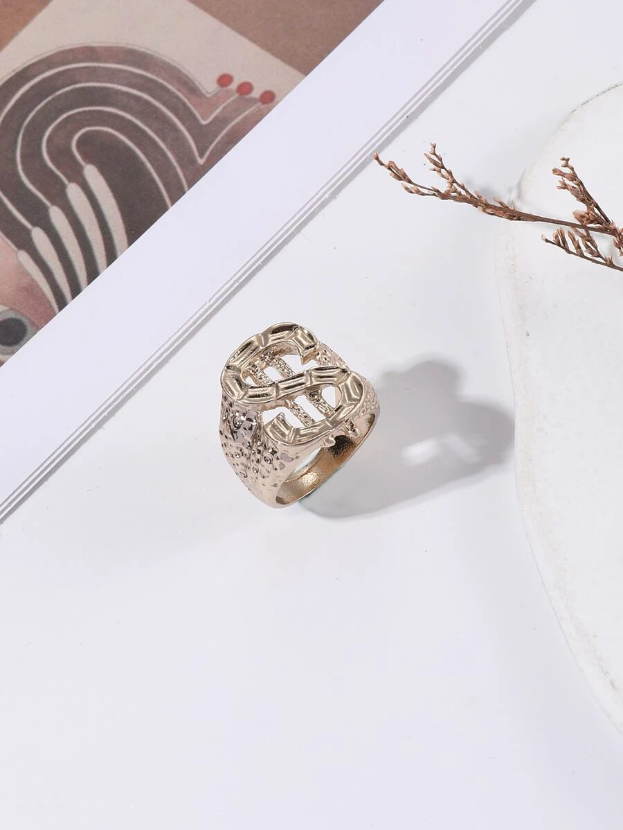 Anillo con diseño de dólar con textura - Multicolor - Ver 1