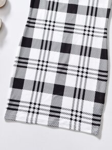 SHEIN 少女格紋印花背心裙和超短上衣