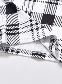 SHEIN 少女格紋印花背心裙和超短上衣