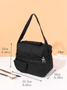 Bolsa de almuerzo con aislamiento unicolor - Negro - Ver 2