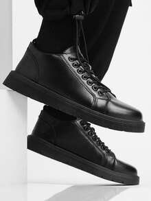 Men Lace-up Front Skate Shoes - Black - View 3