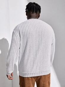 EASEVO Men Plus Letter Patched Detail Drop Shoulder Sweatshirt - Light Grey - View 2