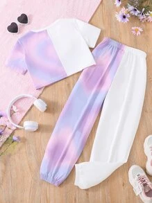 Girls Tie Dye Tee & Joggers - Multicolor - View 2