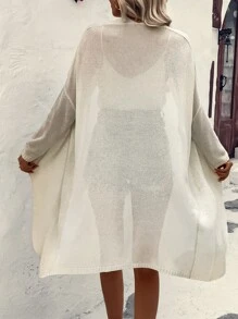 Chiquease Nữ Cardigans màu trơn Giải trí - Màu be - Xem 2