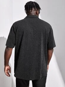 EASEVO Hombres Camisa brillante con botón delantero - Negro - Ver 2