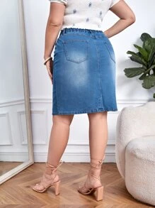 EMERY ROSE Plus High Waist Slant Pocket Denim Skirt