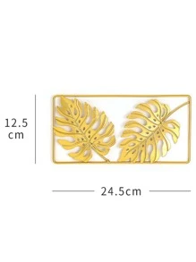 2pcs Tropical Leaf Design Wall Hanging - Gold - View 3